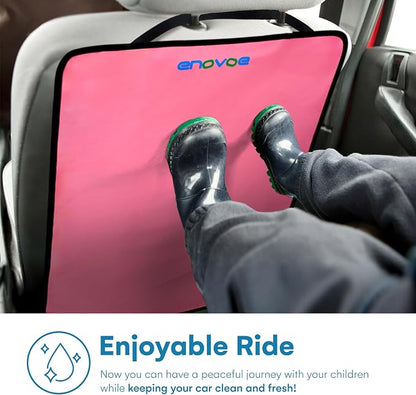 Enovoe Kick Mats - Set of 2 - Back of Seat Protector for Kids Feet - Car Seat Back Protector - Shields from Dirt and Scuffs - Durable Material - 16.8x32.8inch - Pink - Kick Mats Back Seat Protector - Image 4