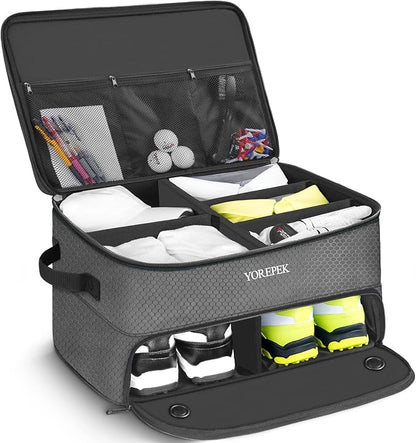 YOREPEK Golf Gifts for Men, 2 Layer Golf Trunk Organizer for 2 Pair Shoes | Waterproof Car Trunk Locker with Separate Ventilated Compartment for Balls, Tees, Clothes, Gloves, Birthday Gifts for Golfers by YOREPEK