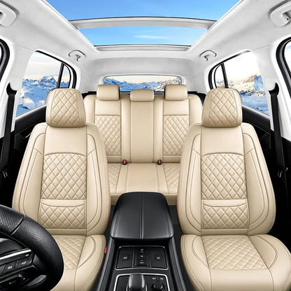for Subaru Outback 2007-2026 Car Seat Covers, Full Set, Beige | Luxury Full Coverage Leather Seat Protectors, Waterproof Breathable, Non-Slip, Easy to Install, Airbag Compatible, All-Season - Image 2