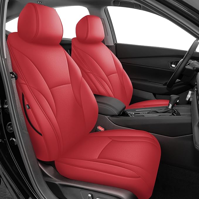 AOMSAZTO Custom Fit Seat Covers for Honda Accord 2023 2024 2025 2026 LX | (Rear Row W/Solid Backrest)Full Set Waterproof Airbag Compatible Faux Leather Seat Protector Red by AOMSAZTO
