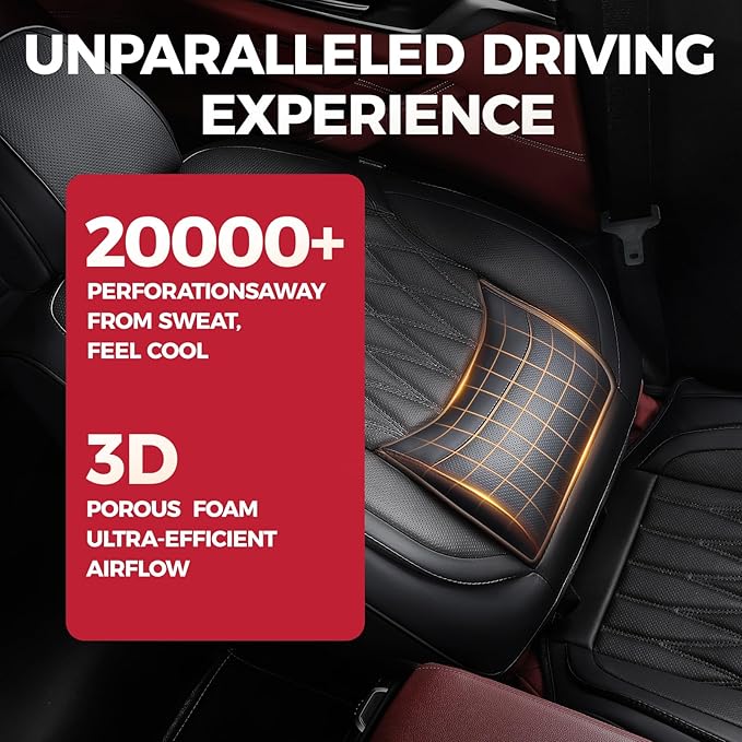 FREESOO Front Seat Covers Faux Leather Waterproof Universal Fit Black | faux leather front seat covers, breathable waterproof, lumbar support, universal fit sedans hatchbacks pickups - Image 3
