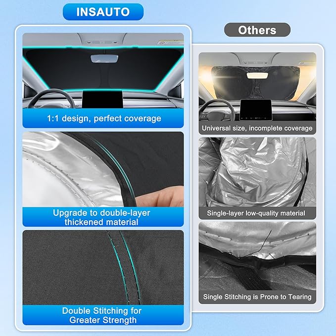 INSAUTO Custom Fit Windshield Sun Shade for Acura MDX 2014-2020 | Foldable Front Window Sunshade Car Accessories, UV & Heat Reflector, Keeps Interior Cool, Includes Storage Bag - Image 5
