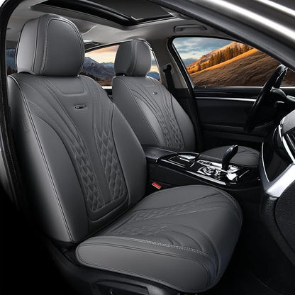 Coverado Car Seat Covers, Car Seat Covers Front Seats, 2-Pack Front Seat Cover, Nappa Leather Waterproof Seat Covers, Car Seat Protectors, Automotive Seat Covers Universal Fit for Most Vehicles Gray by COVERADOAUTO
