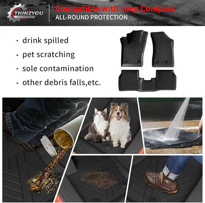 Floor Mats for 2017-2025 2026 Jeep Compass | Trunk Mat Cargo Liner Cargo Mat TPE All Weather Back Seat Cover Protector 2024 Compass Accessories - Image 4