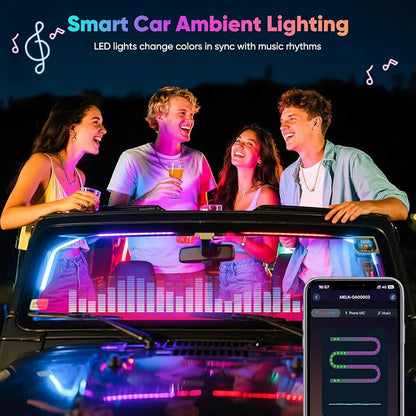5 in 1 Acrylic LED Lights for Car, RGB Ambient Lighting Car Interior | Dashboard Decorations LED, 16 Million Colors, Music Sync, Smart Control - Image 4
