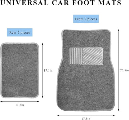 4PCS Car Floor Mats, Waterproof Non-Slip Car Floor Liners with Safety Heel Pad, All-Weather Wear-Resistant Mats Heavy Duty Universal Carpets for Truck SUV Van Sedan (Gray) - Image 2