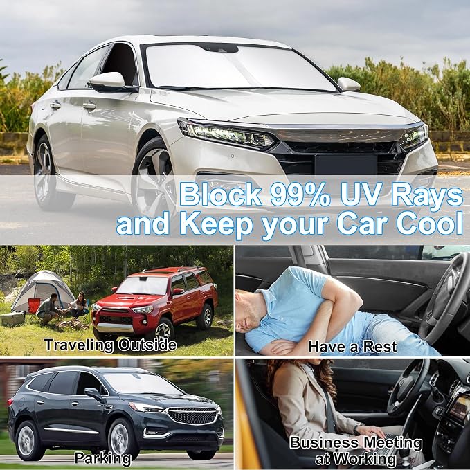 3PCS Car Window Shades Front Windshield Sun Shade Foldable Window Shade Custom Fit for 2018-2022 Honda Accord Accessories Car Shades for Front Windows Anti-UV Rays Block Heat - Image 6