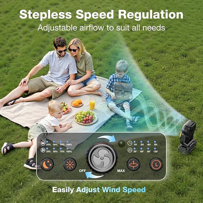 OGERY Portable Fan Rechargeable, 30000mAh Camping Fan for Tent, RV & Outdoor with Up to 322H Runtime, Battery Powered Fan with Remote, LED Lantern, Stepless Speed, Auto Oscillation, Camping Gear - Image 7