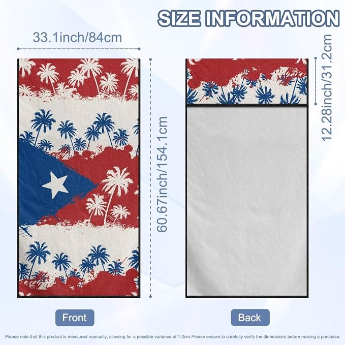 SEANATIVE Car Towel Seat Covers, Washable Seat Protector, One Towel Cushion Cover, Fit Beach Swimming Outdoor Sports, Universal Fit Most Cars Trucks SUVs, Puerto Rico Flag Palm Print - Image 7