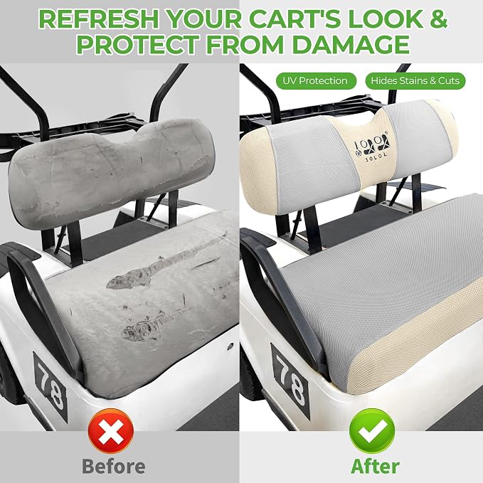 10L0L Golf Cart Seat Covers for Yamaha EZGO Club Car Seat Towel Cushion | Breathable Mesh All-Season Front/Rear Seat Blanket, UV Resistant, Cool Comfort, Machine Washable, Easy On, Great Golf Gift - Image 3