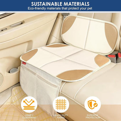 Sinvitron Car Seat Protector for Kids, Anti-Slip Thick Padding, Seat Mark Protection, 2 Storage Pockets for Toys & Snacks, Universal Fit for Most Vehicles (White, 2 Pack) - Image 8