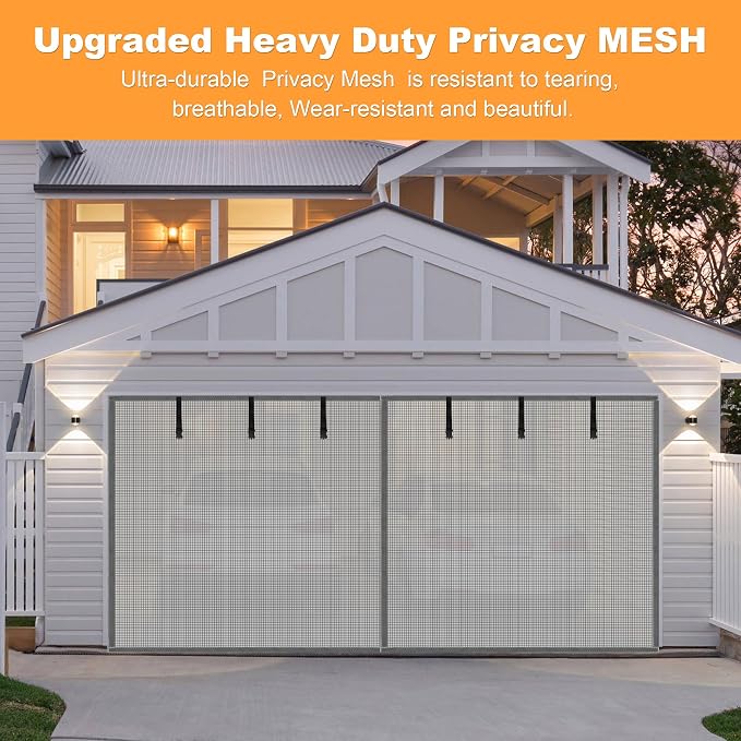 LIAMST Privacy Garage Door Screen Blackout for 1 Car Garage-12x7FT Privacy Silver Grey Heavy Duty Magnetic Garage Screen, Hands Free, Magnetic Privacy Garage Screen Door, PSNO1 - Image 5