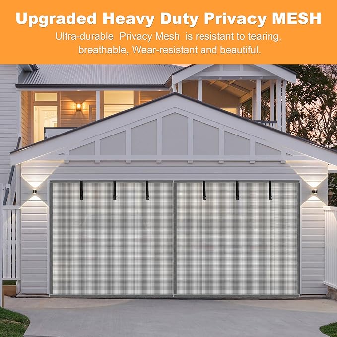 Privacy Garage Door Screen Blackout for 1 Car Garage-9x8FT Privacy Silver Grey Heavy Duty Magnetic Garage Screen, Hands Free, Magnetic Privacy Garage Screen Door - Image 6