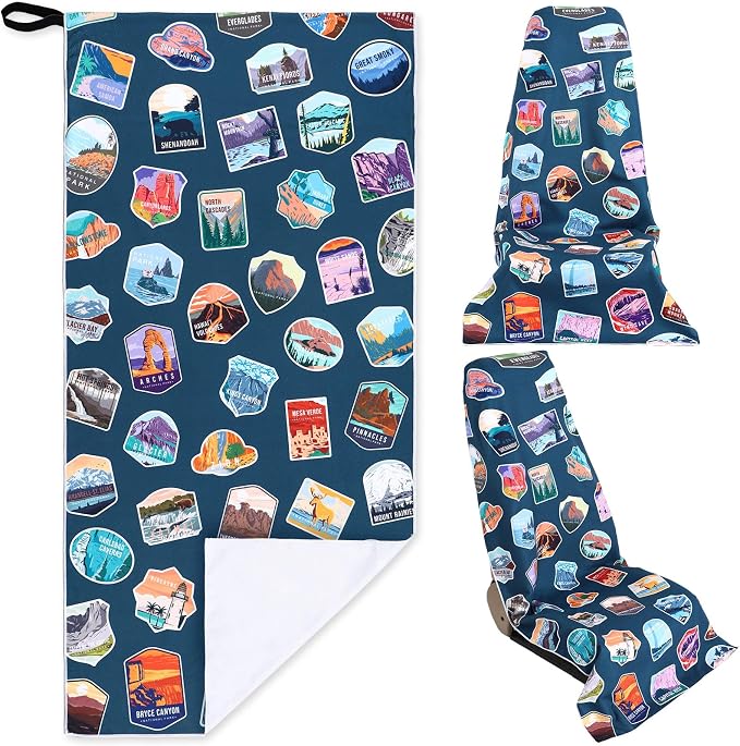 Hahafelt Car Seat Towel Covers Christmas Car Accessories Gifts Athletic Running Towel Performance Microfiber Post Workout Sweat Washable Cover Non Slip for Seat Outdoor Sport (National Park) by Hahafelt