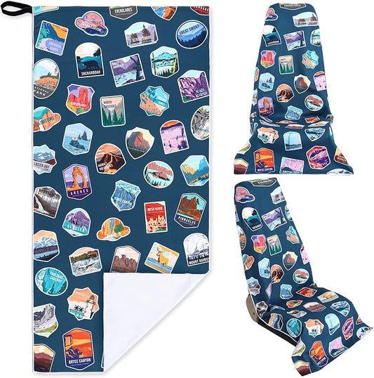 Hahafelt Car Seat Towel Covers Christmas Car Accessories Gifts Athletic Running Towel Performance Microfiber Post Workout Sweat Washable Cover Non Slip for Seat Outdoor Sport (National Park) by Hahafelt