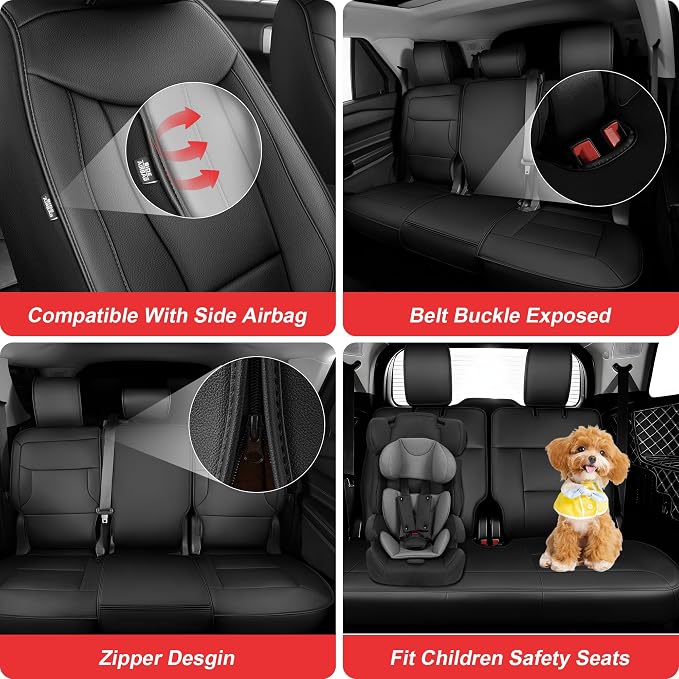 TTX LIGHTING Custom Fit for Ford Explorer Seat Covers 2020-2026 7-Seats | Original Seat Pattern | Full Coverage | Bench Seat | Easy Install | Waterproof | Faux Leather | Shield Your Car Seats - Image 5
