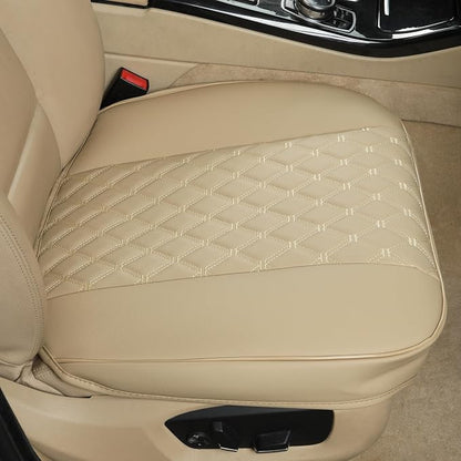 Black Panther PU Car Seat Cover, Front Bottom Seat Protector Compatible with 95% Vehicles,Anti-Slip & Full Wrapping Bottom (W 21.26''×D 20.86”)(1Piece,Dark Beige) - Image 2