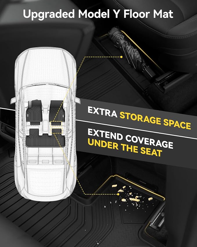 3W Floor Mats Fit for Tesla New Model Y 2025 2026 Juniper,Metal Penal | TPE All Weather Custom Fit Floor Liner for Juniper Model Y Accessories 1st and 2nd Row Car Mats Easy Clean, Vigormold™ - Image 4