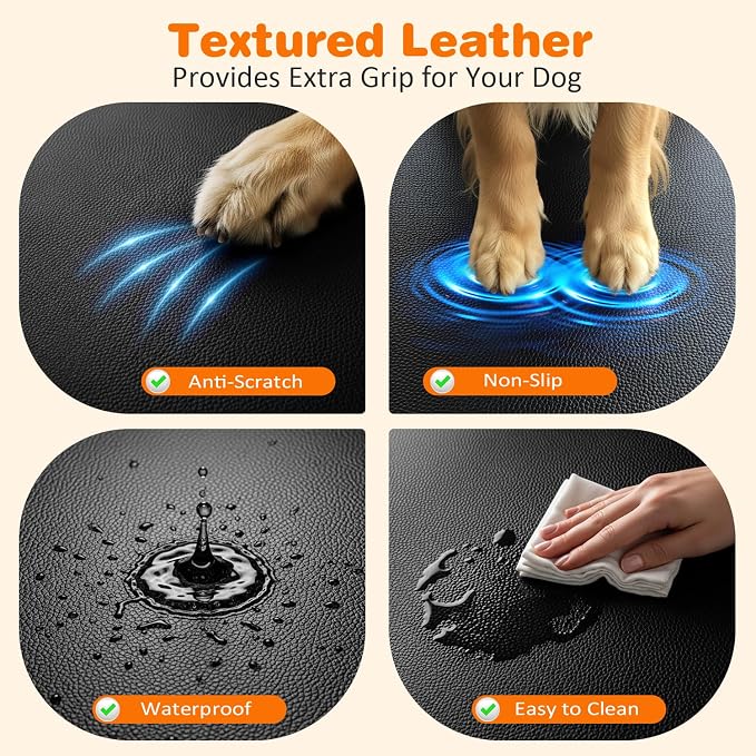 URPOWER PU Leather Hard Bottom Dog Car Seat Cover, Back Seat Extender | 500 lbs Support, 45% More Space, Waterproof, Scratch Resistant, Non-Slip, Mesh Window, Easy Care, Dog Seat Belt Included - Image 3