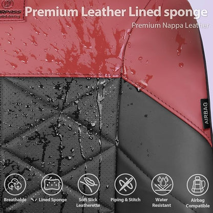 CAR PASS Memory Foam Leather Front Seat Covers, Breathable Perforated Nappa Leather Seat Covers Universal Fit for Cars,SUV,Truck Seat Covers Thick 3D Foam Comfort, Airbag Compatible Black Burgundy Red - Image 4