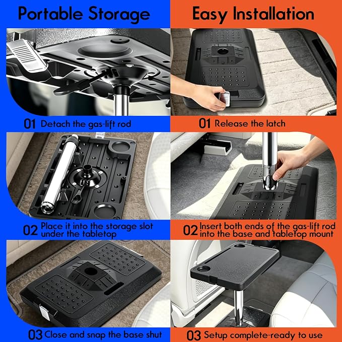 Car Seat Tray Table, Adjustable Car Laptop Desk for Travel, Work & Eating | Car Tray,Car Desk for Laptop,Multi-Function Travel Tray,Portable Car Table,for Front Passenger/Rear/Driver Seat - Image 3