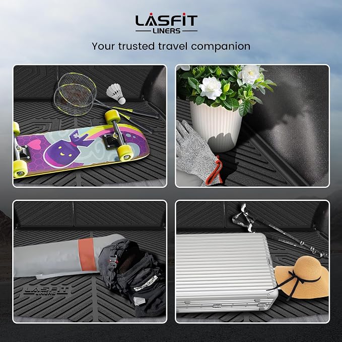 LASFIT Cargo Mat with Backrest Mat for Toyota Corolla Cross 2022-2026 | Fit Gas & Hybrid Models, All Weather TPE Custom Fit Trunk Mat, Full Coverage Secure-Fit Cargo Liner, Easy to Wash - Image 8