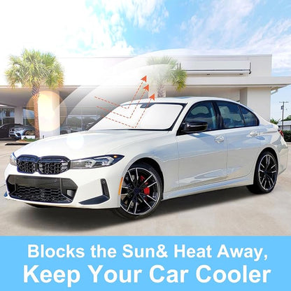 Front Windshield Sun Shade Foldable Car Front Window Sun Shade Windshield Shade Custom Fit for 2013-2018 BMW F30/F31/F80/M3 Block UV Rays Accessories Heat Keep Cooler - Image 4