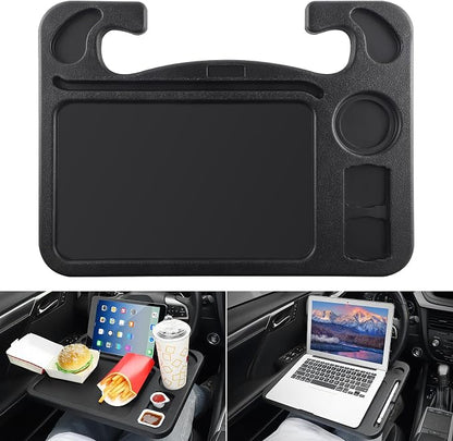 JUSTTOP 4 In 1 Car Steering Wheel Desk for Laptop,Versatile Upgraded Car Seat Tray, Spacious Steering Wheel Table With Tablet Holder and Dual Sauce Racks,Steering Wheel Under Table Console (Large) by JUSTTOP