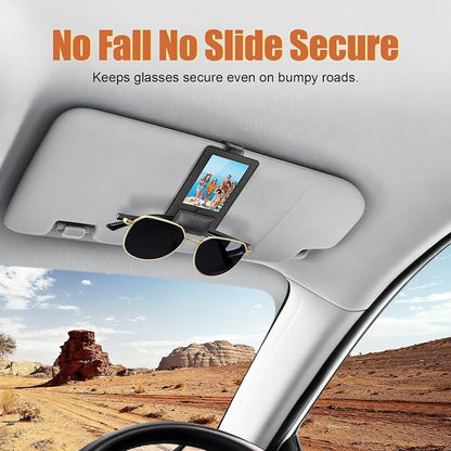 New 2 in 1 Sunglass & Photo Holder for Car, Strong Magnetic Leather Sunglasses Holder, Car Visor Picture Holder Clip, 2026 Upgraded No Fall No Slide Car Visor Accessories - Image 4