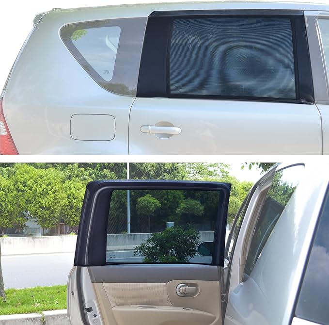TFY Universal Car Rear Side-Door Square-Window Sunshades - for Vehicles with Side Windows 29.5Inch - 41.5Inch W x 19Inch H (Regular Rectangular Window) | Universal Fit | Sunshade | Glare reduction | Easy installation | Secure hold | Lightweight & porta... by TFY