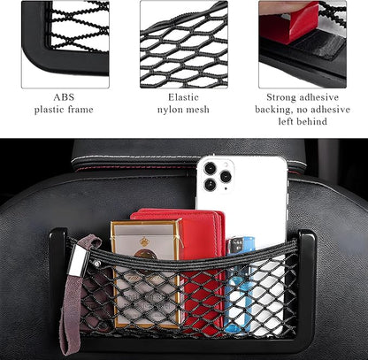 Ohleats 6 PCS Car Pocket Phone Nets, Purse Phone Holder Mesh Storage Bag with Double Sided Tape, Stick on Organizer Seat Side Back Automotive Storage Net Bag, Car Accessories - Image 3