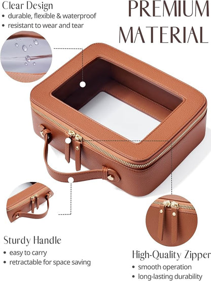 Clear Makeup Bag Toiletry Case Travel Transparent Cosmetic Bag with Zipper, Portable Make Up Organizer Traveling Compact Car Bag for Essentials - Image 2