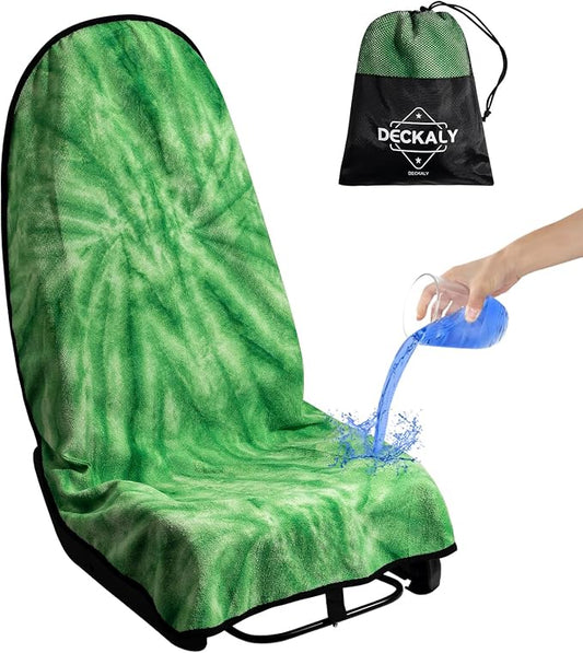 Car Seat Towel Covers with Storage Bag, Waterproof Sweatproof Towel Seat Cover Universal Front Seat Covers Machine Washable Non-Slip Seat Protector for Gym Workouts(Green, 1Pcs Front Seat Cover) by DECKALY