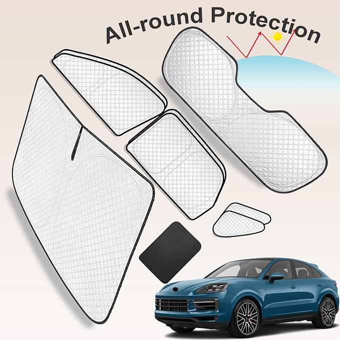 KMF 8pcs Thicken Sun Shades for Porsche Cayenne 2019-2025 Accessories,Full Car Window Covers Sunshade for Windshield Side Rear, UV Block and Protect Privacy Blackout for Car Camping - Image 6
