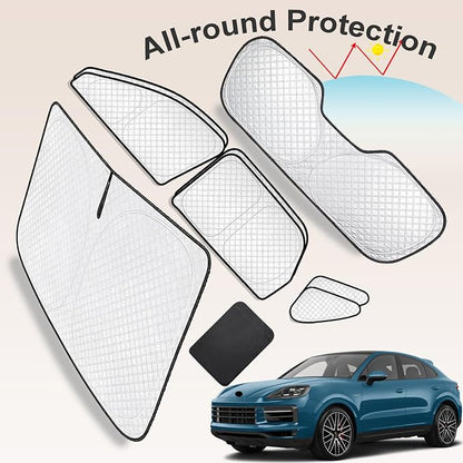 KMF 8pcs Thicken Sun Shades for Porsche Cayenne 2019-2025 Accessories,Full Car Window Covers Sunshade for Windshield Side Rear, UV Block and Protect Privacy Blackout for Car Camping - Image 6