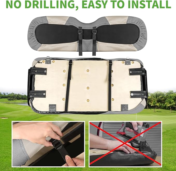 10L0L Golf Cart Seat Covers for Yamaha EZGO Club Car Seat Towel Cushion | Breathable Mesh All-Season Front/Rear Seat Blanket, UV Resistant, Cool Comfort, Machine Washable, Easy On, Great Golf Gift - Image 6