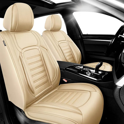 Fit Sienna Car Seat Covers for Toyota Sienna 2007-2025 2026 -Premium Leather, Waterproof，Breathable，All-Weather Seat Cushion Protecto & Airbag Compatible, 2 Front Seat Beige by Unknown