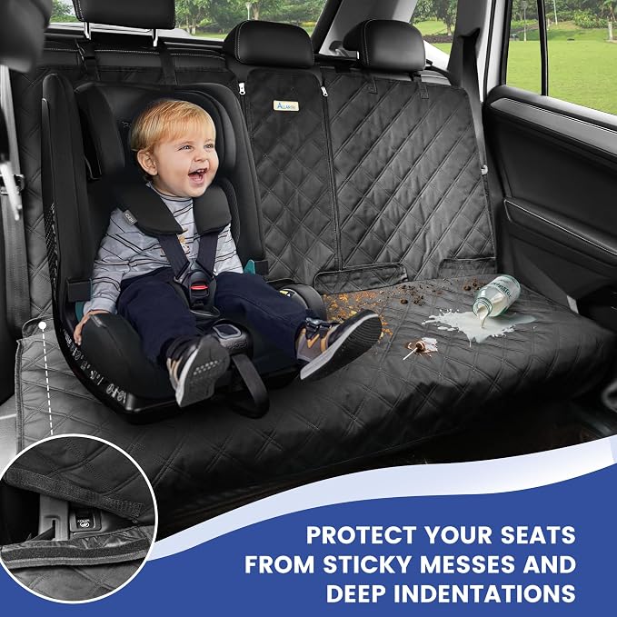 ALLANSING Back Seat Cover for Large SUVs Rear Split Bench - Heavy-Duty 900D Waterproof Non-Slip Car Seat Protector for Messy Kids & Drooling Dogs, Easy Clean(Black) - Image 3