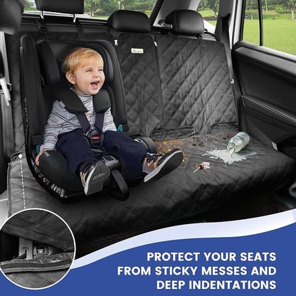 ALLANSING Back Seat Cover for Compact Cars and SUVs Rear Split Bench - 900D Oxford Waterproof Non-Slip Car Seat Protector for Messy Kids & Drooling Dogs, Easy Clean(Black) - Image 3