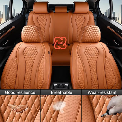 Coverado Seat Covers,Waterproof Seat Covers Front Seats, Brown Car Seat Cover, Luxury Front Car Seat Covers Leather Car Seat Protector, Automotive Car Seat Covers Universal Fit Most Cars - Image 5