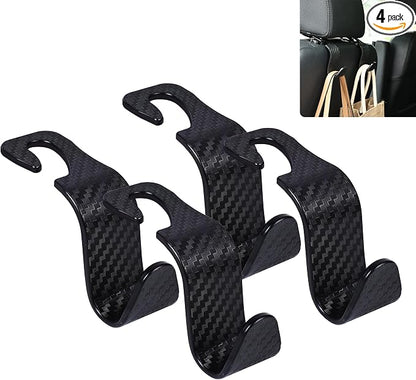 Car Seat Hooks 4 Pack - 55lb Heavy Duty Headrest Hanger, Black | Universal fit for most cars SUVs,Hang purses handbags coats umbrellas grocery bags,ABS plastic,Easy Installation by Toiyason