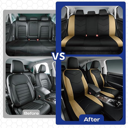 Skechers Memory Foam Seat Covers,Leather Car Seat Covers, Ultimate Comfort & Support Seat CoversFull Sets,Airbag Compatible, Automotive Universal Fit Most for SUVs, Vans, Sedans, Cars, Trucks,Beige - Image 6