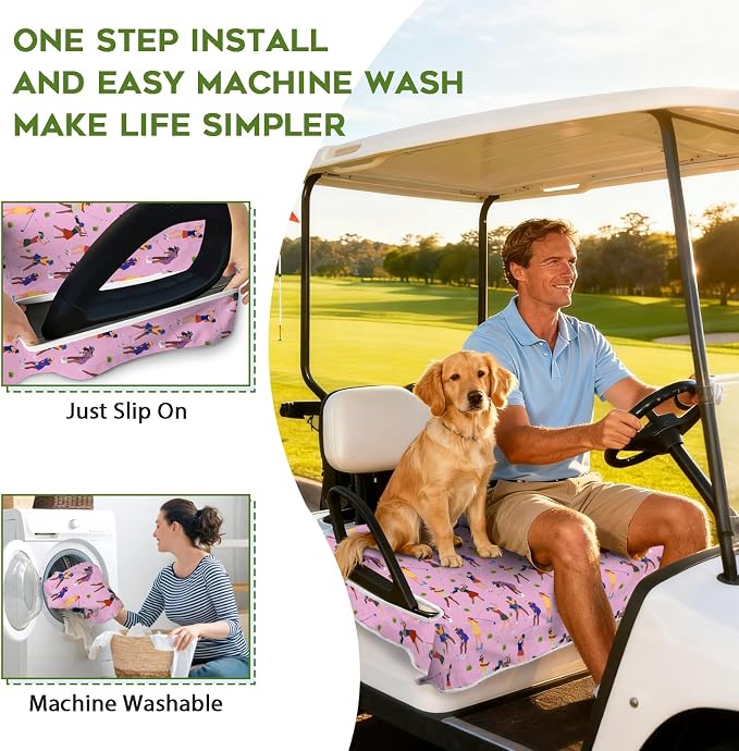 Golf Cart Seat Covers Club Car Golf Cart Accessories for Men Women Golf Carts Seat Towel Blanket 2-Seat Golf Cart Decorations - Image 4
