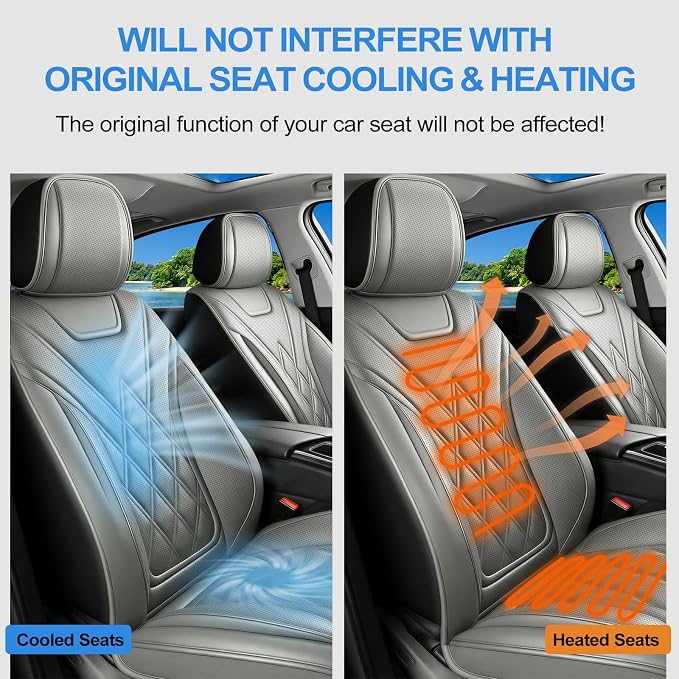 for Subaru WRX 2015-2025 2026 Car Seat Covers, Full Set, Gray | Luxury Full Coverage Leather Seat Protectors, Waterproof Breathable, Non-Slip, Easy to Install, Airbag Compatible, All-Season - Image 8