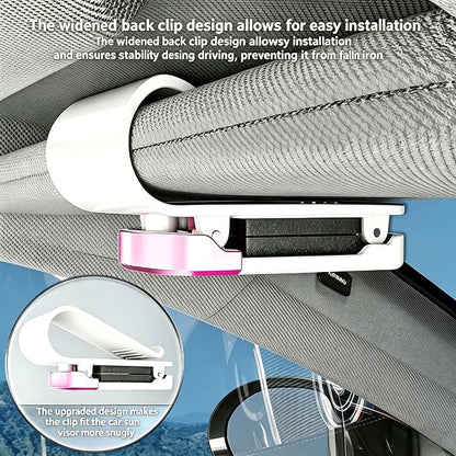 2 Pack Sunglass Holder for Car Visor, Soft Sponge Protection, Snap-On, Pink | Cute Pink&White Car Accessories, No-tool install, universal fit, tidy interior, protect glasses, for sunglasses & eyeglasses - Image 8