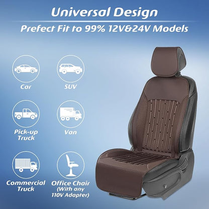 2026 Upgraded Cooling Car Seat Cover Front Seat, 12V-24V Ventilated Cooling Car Seat Cushion, Cooled Seat Cover for Car SUV Truck Universal Fit, Cocoa Brown - Image 5