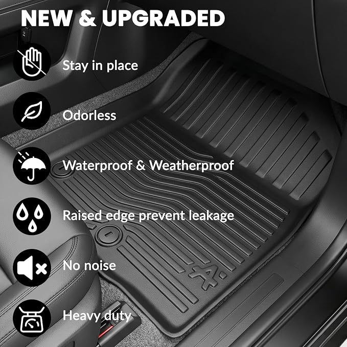 AUXKO Floor Mats Cargo Mat Backrest Mat for 2027 Kia Telluride Hybrid | High Wall,All-Weather,All Season,Odorless,Anti Slip,Rain&Salt Resistant,TPE Material,Black,Accessories,Pet Friendly - Image 4