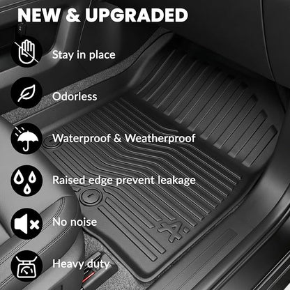 AUXKO Floor Mats for Kia Telluride 2027 7&8 Seater Gas Not for Hybrid | High Wall,All-Weather,All Season,Odorless,Anti Slip,Rain&Salt Resistant,TPE Material,Black,Accessories,Pet Friendly - Image 5
