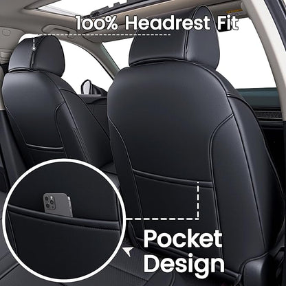 HKZ Custom Fit Civic Seat Cover Full Set for Honda Civic 4 Door (Hatchback 2022-2026 Sport Touring)&(Hatchback 2022-2024 EX-L) 5-Seats Full Set,Leather Seat Protector(Black) - Image 4