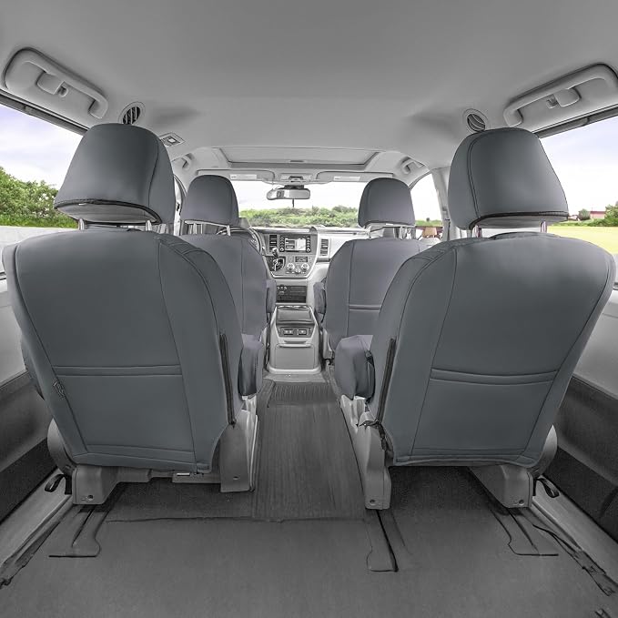 FH Group Custom Fit Car Seat Covers Specifically Made for 2011-2020 Toyota Sienna 7 Passenger, Car Seat Cover 2nd Row, Automotive Seat Covers in Solid Gray Faux Leather, Waterproof and Washable - Image 5
